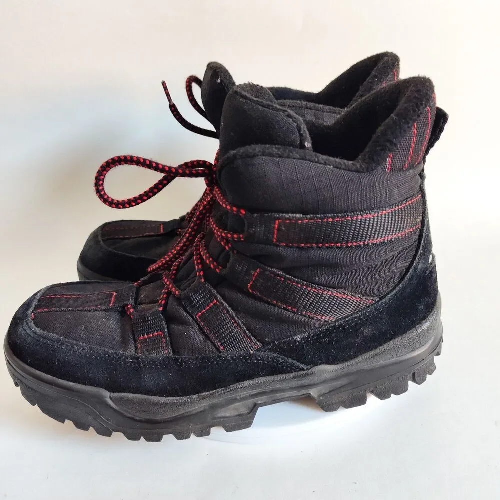 LL Bean Hiking Trail Boots Size 9.5 Vintage Leather Black‎ Red Insulated Womens